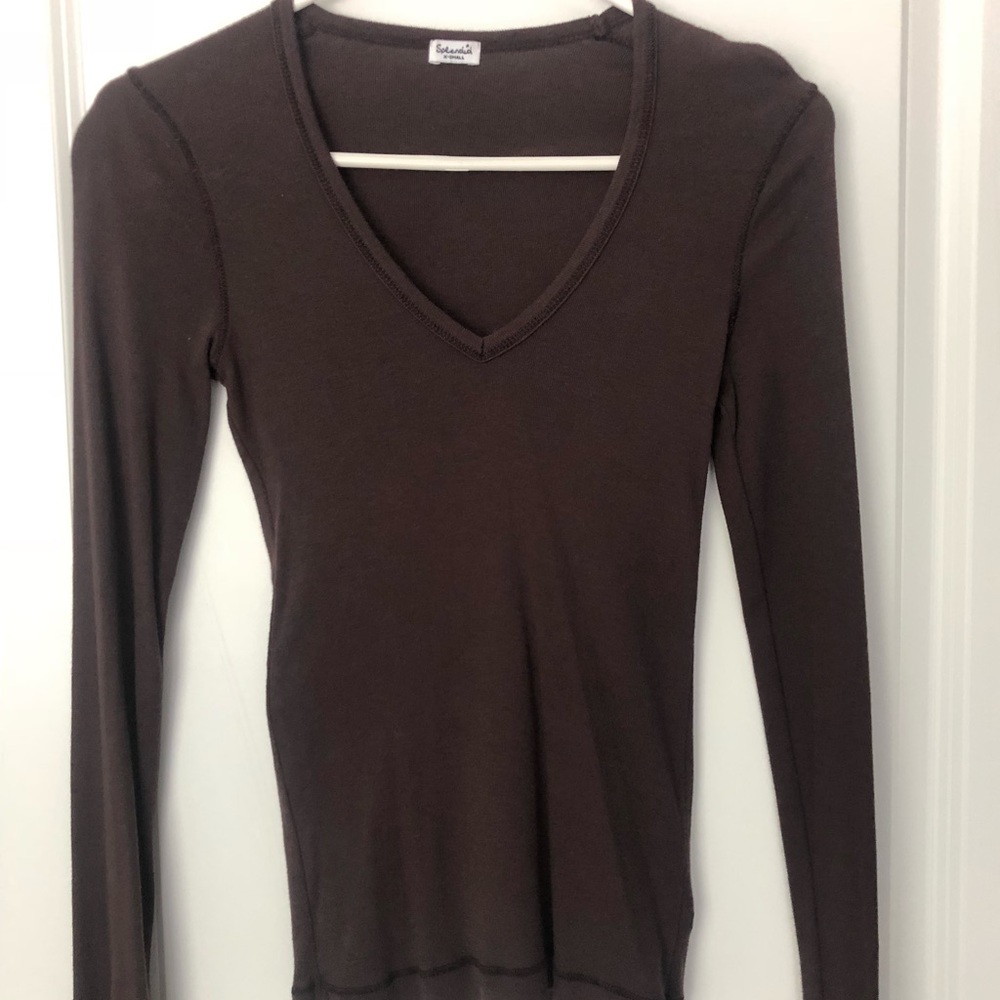 Splendid Brown Long Sleeve Tee